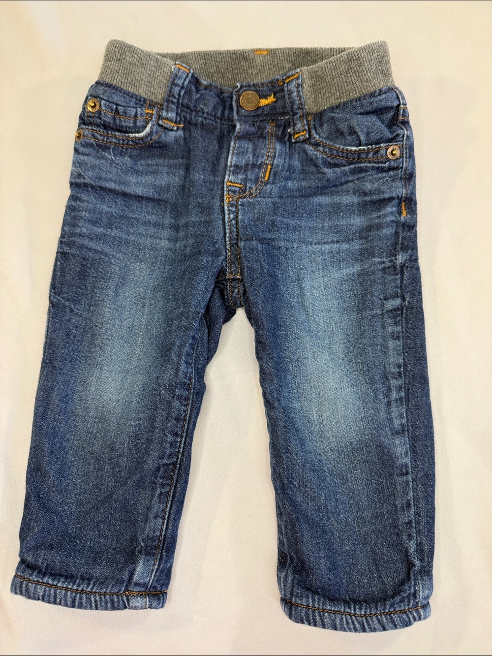GAP Dark Blue Denim fleece lined Jeans with Gray Waistband